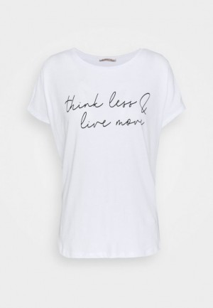 Tricouri Dama Anna Field Print T Shirt Albi | 07859-SKMV