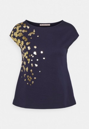 Tricouri Dama Anna Field Print T Shirt Albastri Inchis | 01258-OMDV