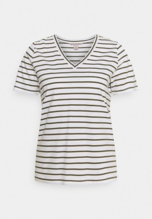 Tricouri Dama Anna Field Print T Shirt Albi | 86741-VNLK