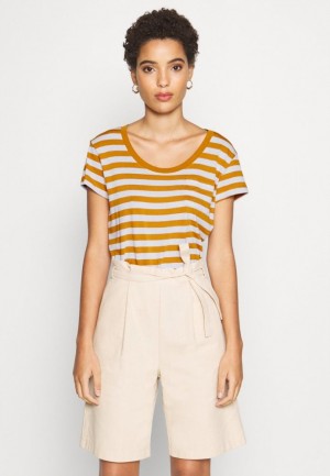 Tricouri Dama Anna Field Print T Shirt Albi | 82413-FERX
