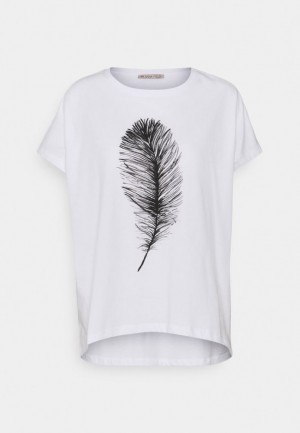 Tricouri Dama Anna Field Print T Shirt Albi | 79410-PNJW