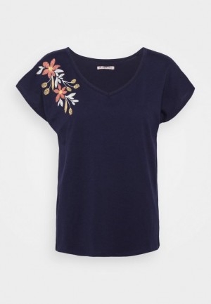 Tricouri Dama Anna Field Print T Shirt Albastri Inchis | 74826-ATBZ