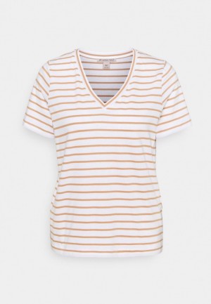 Tricouri Dama Anna Field Print T Shirt Albi | 63954-MQTS
