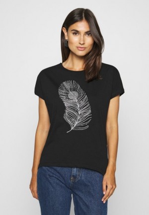 Tricouri Dama Anna Field Print T Shirt Negrii | 14570-JBUW