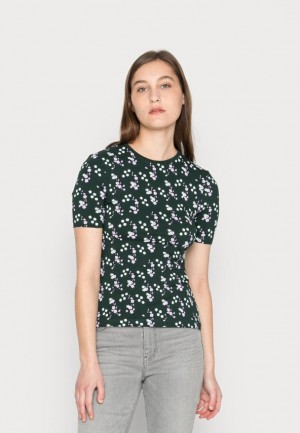 Tricouri Dama Anna Field Print T Shirt Verzi | 26197-TKPQ