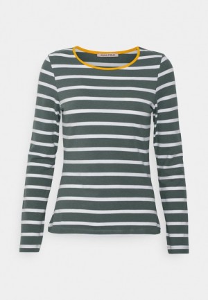 Tricouri Dama Anna Field Stripey Contrast Long Sleeved Top Verzi Deschis | 10742-XQKG